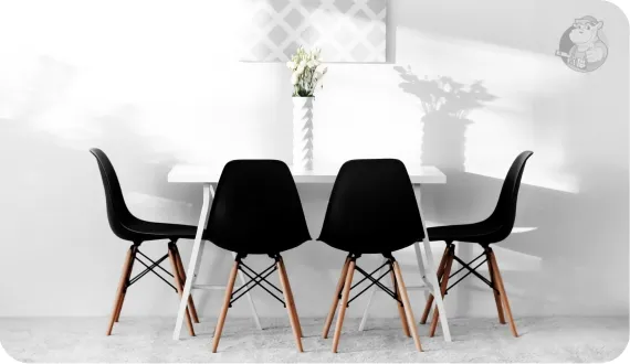 czarne krzesła Benny w nowoczesnym wnętrzu